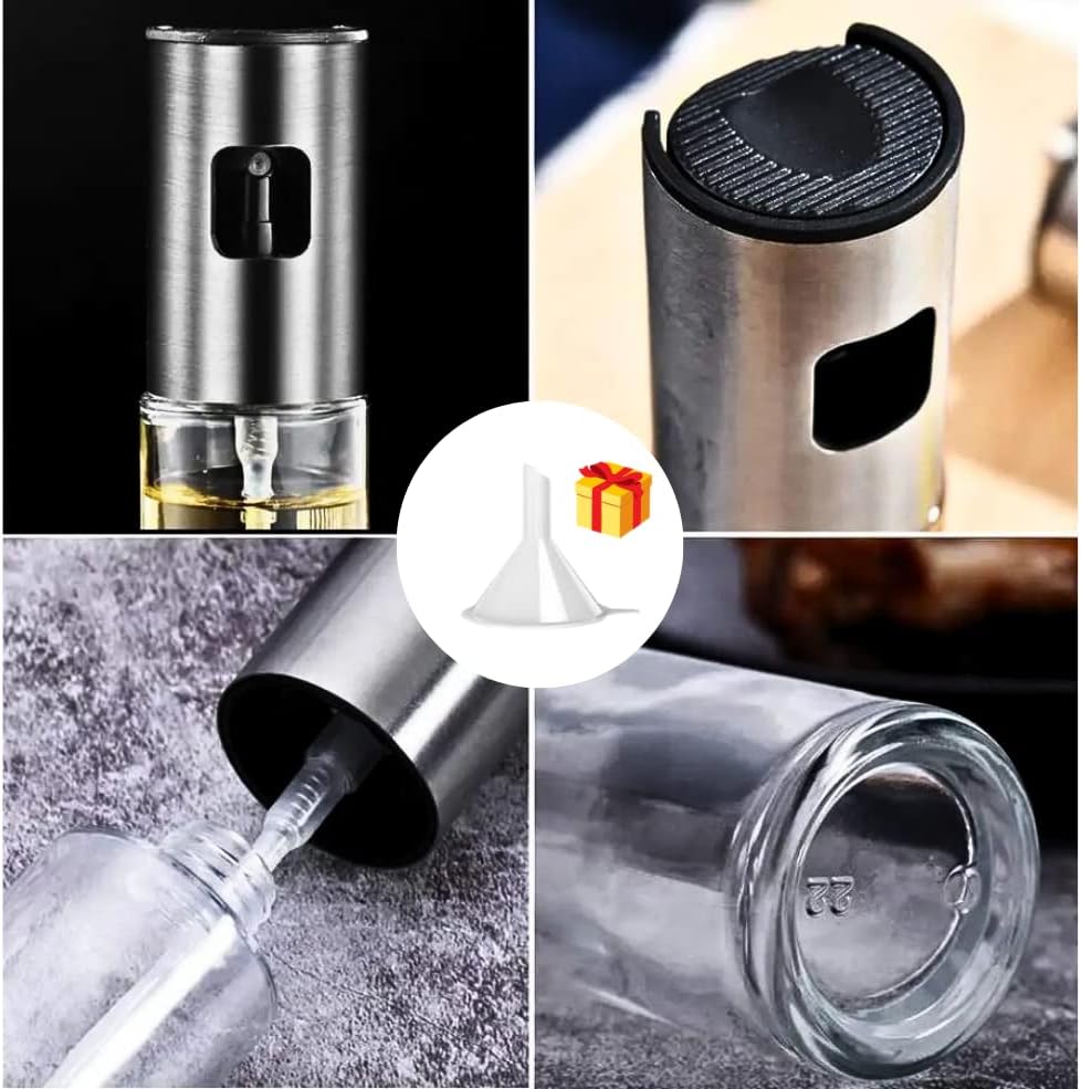 Pulverizador Aceite 100ml, Aceitera De Aceite de Oliva, Spray Aceite para Freidora de Aire Air Fryer Cocina, Vaporizador Aceite de Oliva y Vinagre